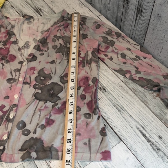 J.Jill Silk Cashmere Silk Blend Floral Cardigan Medium Petite - Picture 7 of 8